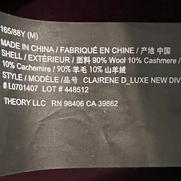 THEORY CLAIRENE NEW DIVIDE WOOL CASHMERE COAT SIZE M - Picture 4 of 8